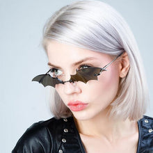Load image into Gallery viewer, Rimless Men Sunglasses Women Trendy Bat Shaped Sun Glasses Female Male Vintage Black Mirror Shades Metal Oculos De Sol