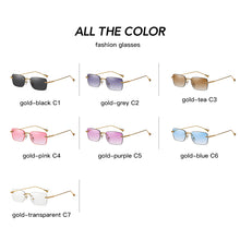 Load image into Gallery viewer, Rimless Small Rectangle Sunglasses Women Retro Clear Gradient Eyewear Men Colorful Square Sun Glasses Shades UV400