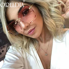 Load image into Gallery viewer, Rimless Square Sunglasses 2023 Women Brand Designer Big Frame Gradient Sun Glasses Lady Outdoor Mirror Oculos UV400