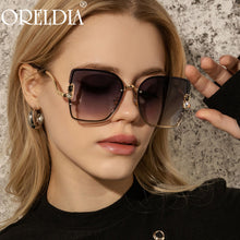 Load image into Gallery viewer, Rimless Square Sunglasses Women Men Diamond Sun Glasses Blue Tea Eyewear Female  Brand Eyeglasses UV400 Oculos