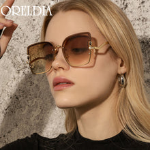 Load image into Gallery viewer, Rimless Square Sunglasses Women Men Diamond Sun Glasses Blue Tea Eyewear Female  Brand Eyeglasses UV400 Oculos