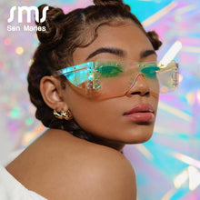 Load image into Gallery viewer, Rimless Square Sunglasses Women  Brand Mirror Pink Shades Sunglasses Men Trend Female Eyewear Glasses Oculos