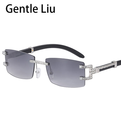 Rimless Square Sunglasses Women Retro 2023  Brand Rectangle Sun Glasses For Men Vintage Framless Eyeglasses UV400