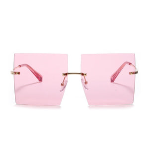 Rimless Square Sunglasses Women Retro Oversized Clear Ocean Lens Eyewear Men Sun Glasses Shades UV400