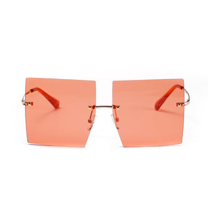 Rimless Square Sunglasses Women Retro Oversized Clear Ocean Lens Eyewear Men Sun Glasses Shades UV400