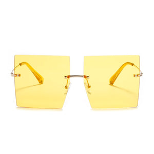 Rimless Square Sunglasses Women Retro Oversized Clear Ocean Lens Eyewear Men Sun Glasses Shades UV400