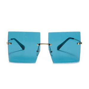 Rimless Square Sunglasses Women Retro Oversized Clear Ocean Lens Eyewear Men Sun Glasses Shades UV400