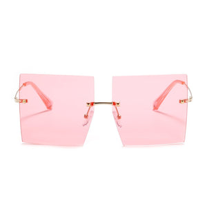 Rimless Square Sunglasses Women Retro Oversized Clear Ocean Lens Eyewear Men Sun Glasses Shades UV400