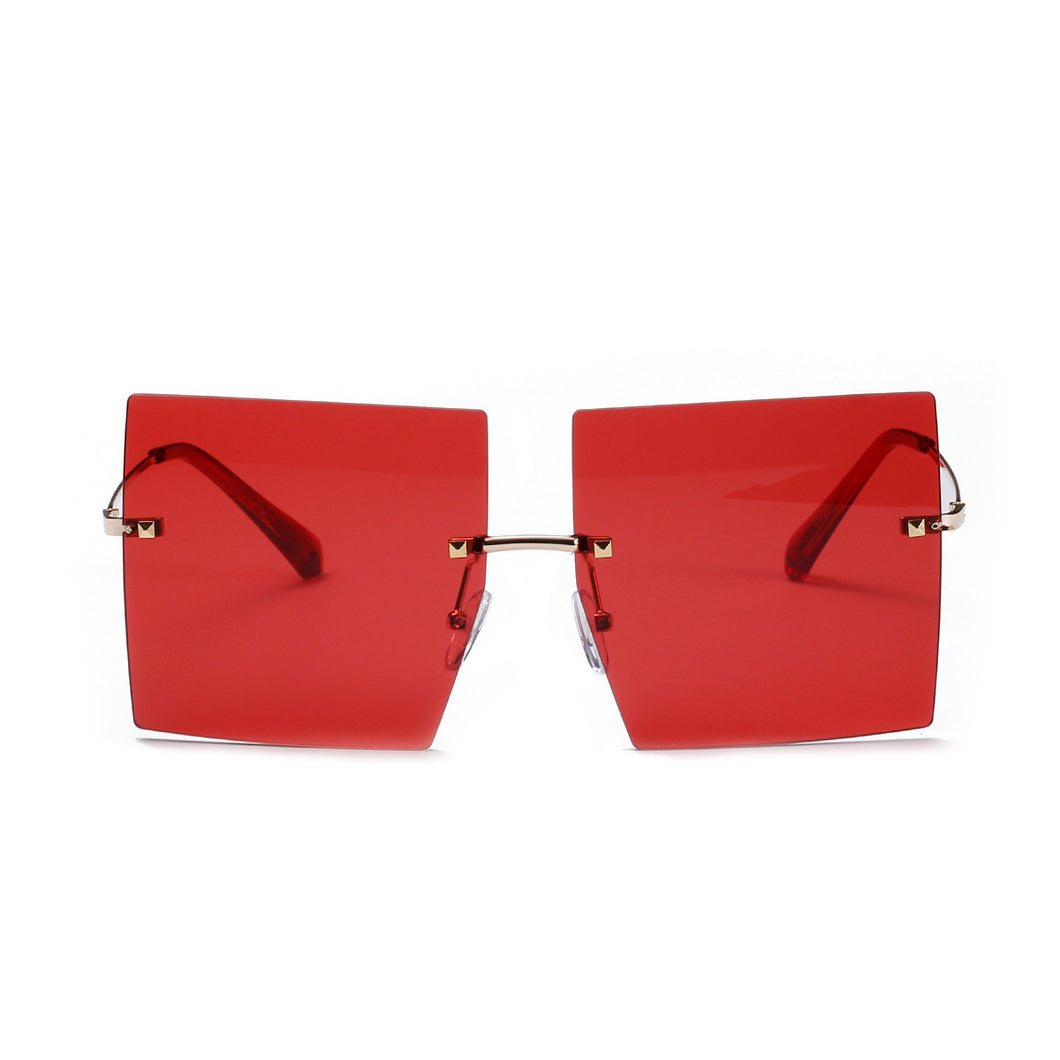 Rimless Square Sunglasses Women Retro Oversized Clear Ocean Lens Eyewear Men Sun Glasses Shades UV400