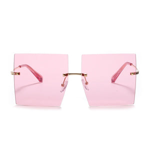 Rimless Square Sunglasses Women Retro Oversized Clear Ocean Lens Eyewear Men Sun Glasses Shades UV400