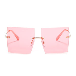 Rimless Square Sunglasses Women Retro Oversized Clear Ocean Lens Eyewear Men Sun Glasses Shades UV400