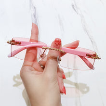 Load image into Gallery viewer, Rimless Sunglasses Women 2023 Rectangle Steampunk Sun Glasses Crystal Vintage Rhinestone Glasses Eyeglasses Oculos