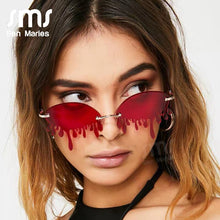 Load image into Gallery viewer, Rimless Sunglasses Women Vintage Unique Tears Shape Steampunk Sunglasses Female Gafas Shades UV400 Oculos Feminino