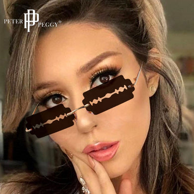 Rimless Sunglasses Women Personality Trend Razor Blade Sunglasses Man Brand Driving Glasses Oculos De Sol Uv400
