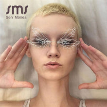 Load image into Gallery viewer, Rimless Sunglasses Women Vintage Dragonfly Steampunk Sunglasses Men Frameless Gradient Clear Lens Glasses Shades Oculos