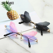 Load image into Gallery viewer, Rimless Sunglasses Women Vintage Dragonfly Steampunk Sunglasses Men Frameless Gradient Clear Lens Glasses UV400