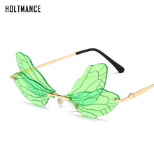 Load image into Gallery viewer, Rimless Sunglasses Women Vintage Dragonfly Steampunk Sunglasses Men Frameless Gradient Clear Lens Glasses UV400