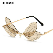 Load image into Gallery viewer, Rimless Sunglasses Women Vintage Dragonfly Steampunk Sunglasses Men Frameless Gradient Clear Lens Glasses UV400