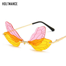 Load image into Gallery viewer, Rimless Sunglasses Women Vintage Dragonfly Steampunk Sunglasses Men Frameless Gradient Clear Lens Glasses UV400