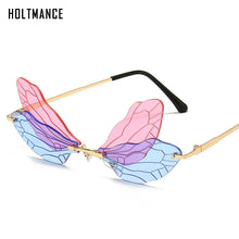 Load image into Gallery viewer, Rimless Sunglasses Women Vintage Dragonfly Steampunk Sunglasses Men Frameless Gradient Clear Lens Glasses UV400