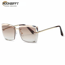 Load image into Gallery viewer, Rimless Sunglasses for Women Big Square Diamond Cutting Lens Glasses  Brand Designer Gradient Shades Sun Glasses