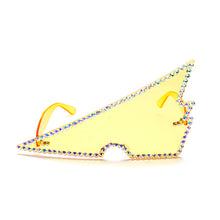 Load image into Gallery viewer, Rimless Triangle Rhinestone Sunglasses Ladies Retro Transparent Ocean Lens Glasses Men Pink Yellow Sunglasses UV400