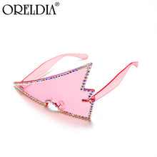 Load image into Gallery viewer, Rimless Triangle Rhinestone Sunglasses Ladies Retro Transparent Ocean Lens Glasses Men Pink Yellow Sunglasses UV400