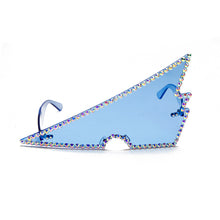Load image into Gallery viewer, Rimless Triangle Rhinestone Sunglasses Ladies Retro Transparent Ocean Lens Glasses Men Pink Yellow Sunglasses UV400