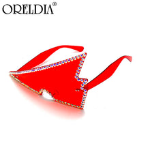 Load image into Gallery viewer, Rimless Triangle Rhinestone Sunglasses Ladies Retro Transparent Ocean Lens Glasses Men Pink Yellow Sunglasses UV400