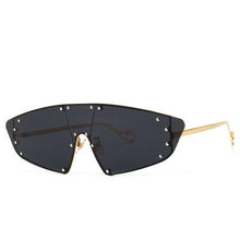 Load image into Gallery viewer, Rivet Cat Eye Sunglasses Women  One Piece Irregular Mirror Purple Pink Colorful Glasses Men Women Vintage Eyewear