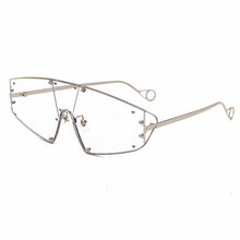 Load image into Gallery viewer, Rivet Cat Eye Sunglasses Women  One Piece Irregular Mirror Purple Pink Colorful Glasses Men Women Vintage Eyewear