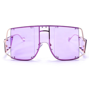 Rivet Square Sunglasses Women 2023   Brand Oversized Mirror Metal Glasses Men Shades UV400 Unique Female Eyewear