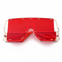 Load image into Gallery viewer, Rivet Square Sunglasses Women 2023   Brand Oversized Mirror Metal Glasses Men Shades UV400 Unique Female Eyewear