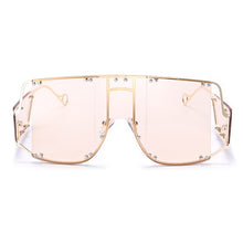 Carica l&#39;immagine nel visualizzatore di Gallery, Rivet Square Sunglasses Women 2023   Brand Oversized Mirror Metal Glasses Men Shades UV400 Unique Female Eyewear