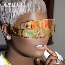 Load image into Gallery viewer, Rivet Square Sunglasses Women 2023   Brand Oversized Mirror Metal Glasses Men Shades UV400 Unique Female Eyewear