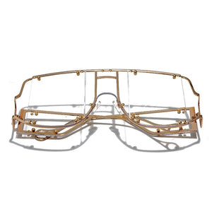 Rivet Square Sunglasses Women 2023   Brand Oversized Mirror Metal Glasses Men Shades UV400 Unique Female Eyewear