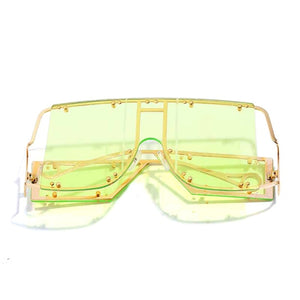 Rivet Square Sunglasses Women 2023   Brand Oversized Mirror Metal Glasses Men Shades UV400 Unique Female Eyewear