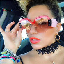 Load image into Gallery viewer, Rivet Square Sunglasses Women 2023 Personality Oversized Mirror Glasses Irregular Lens Men UV400 Unique Female Eyewear