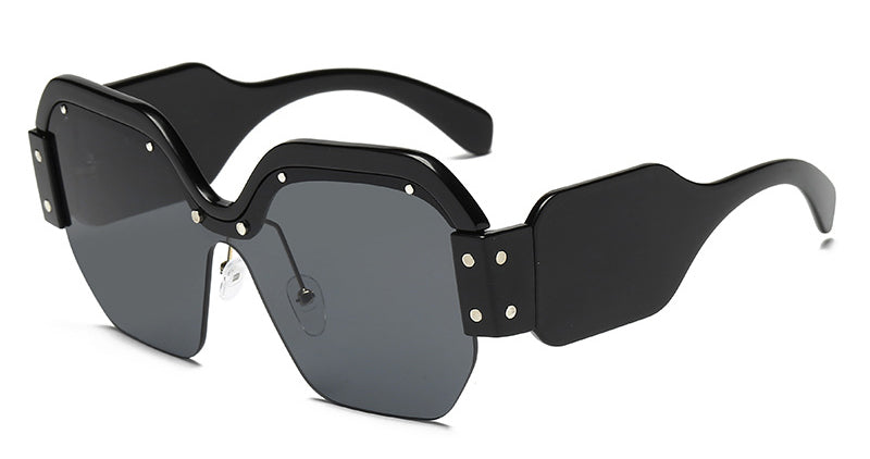 Rivet Square Sunglasses Women 2023 Personality Oversized Mirror Glasses Irregular Lens Men UV400 Unique Female Eyewear