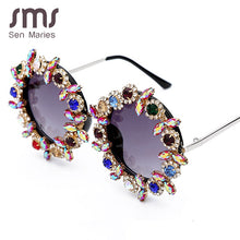 Load image into Gallery viewer, Round Crystal Sunglasses Women  Brand Colorful Diamond Metal Frame  Sun Glasses For Men Female UV400
