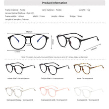 Load image into Gallery viewer, Round Glasses Frame Women Anti-blue Light Eyeglasses Frames Men Retro Eyewear Blue Light Blocking Computer Goggles