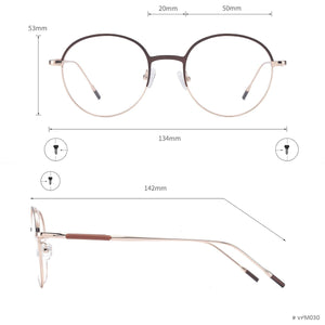 Round Men And Women Metal Medium Colorful Full Rim Optical Eyeglasses Frame With Spring Hinge For Prescription Lenses