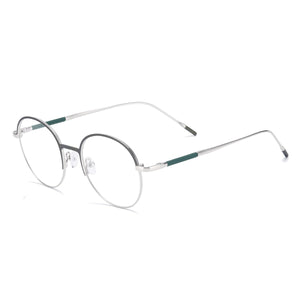Round Men And Women Metal Medium Colorful Full Rim Optical Eyeglasses Frame With Spring Hinge For Prescription Lenses