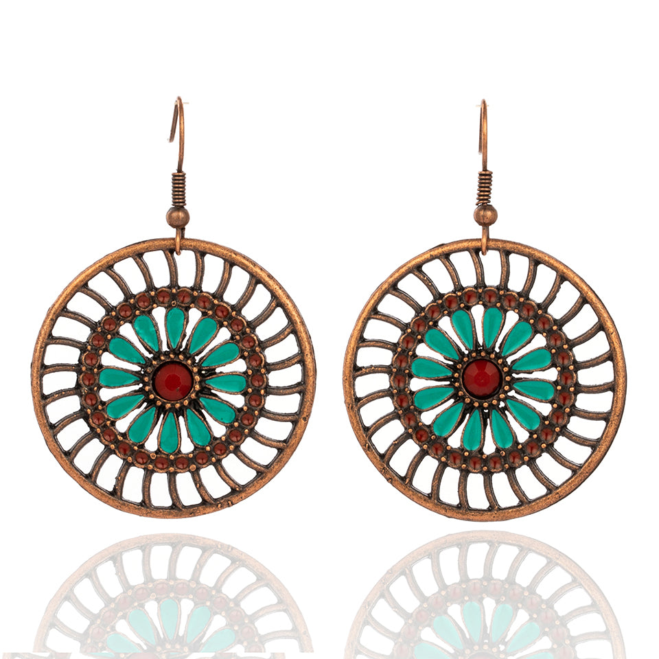 Fashion Round Oil Drip Dangle Drop Earrings for Women Female 2018 Wedding Anniversary Party Hanging Earrings Jewelry Accessories