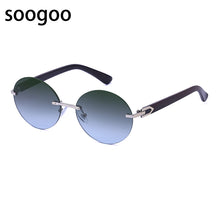 Load image into Gallery viewer, Round Rimless Sunglasses For Men&#39;s Oversized Frame  Brand Designer Sun Glasses Women Retro Eyeglasses UV 400