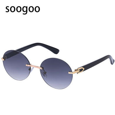 Round Rimless Sunglasses For Men's Oversized Frame  Brand Designer Sun Glasses Women Retro Eyeglasses UV 400