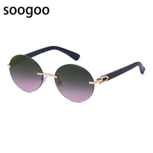 Load image into Gallery viewer, Round Rimless Sunglasses For Men&#39;s Oversized Frame  Brand Designer Sun Glasses Women Retro Eyeglasses UV 400