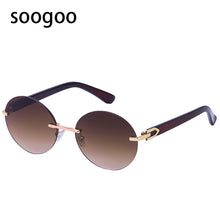 Load image into Gallery viewer, Round Rimless Sunglasses For Men&#39;s Oversized Frame  Brand Designer Sun Glasses Women Retro Eyeglasses UV 400