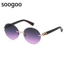 Load image into Gallery viewer, Round Rimless Sunglasses For Men&#39;s Oversized Frame  Brand Designer Sun Glasses Women Retro Eyeglasses UV 400