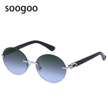 Load image into Gallery viewer, Round Rimless Sunglasses For Men&#39;s Oversized Frame  Brand Designer Sun Glasses Women Retro Eyeglasses UV 400